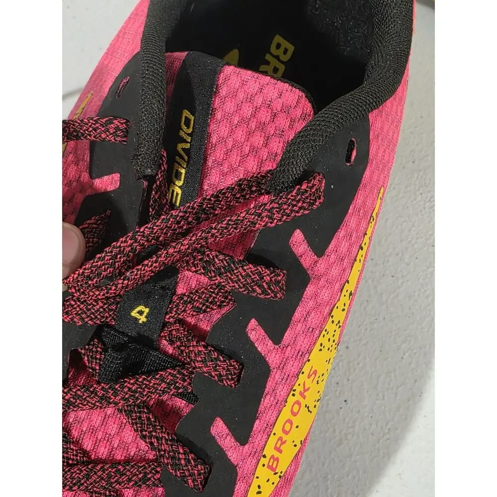 Brooks Divide 4 Shoes Womens Size 12 Pink Black Yellow Trail Running Sneakers
